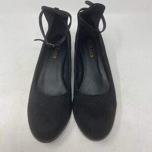 Women's Mata Black Suede Ankle Strap Round Toe Shoes 10